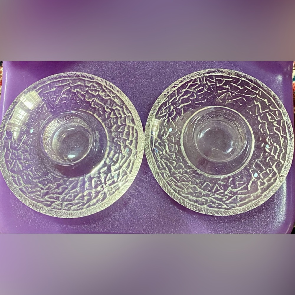 2 lots signed Orrefors Kostaboda Crystal glass  Stamped Voltive Candle holders